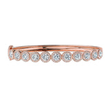 14K Rose Gold Diamond Halo Hinged Bangle (Large)-Bracelets-Maurice's Jewelers-ROSE GOLD-