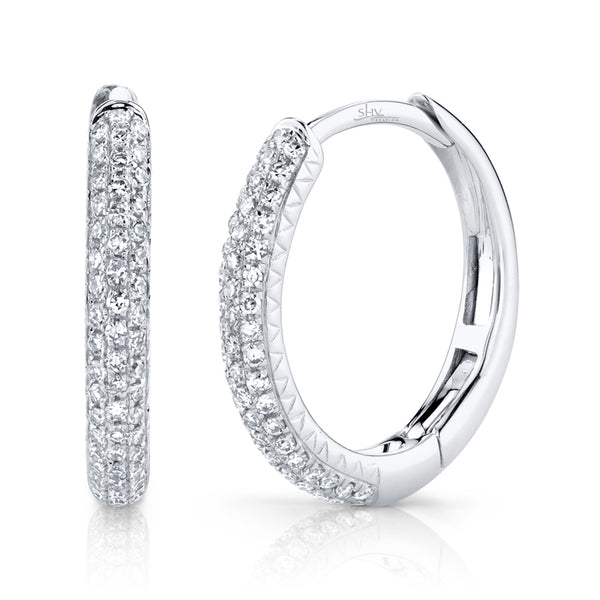 14K Yellow Gold Diamond Pave Hoop Earrings-EARRINGS-Maurice's Jewelers-WHITE GOLD-