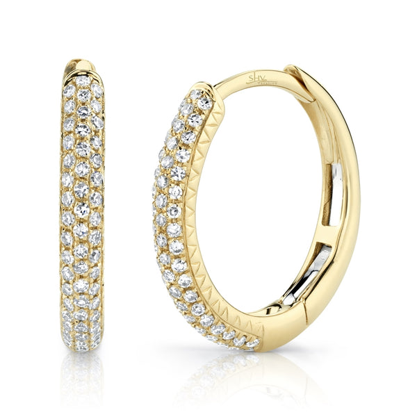 14K White Gold Diamond Pave Hoop Earrings