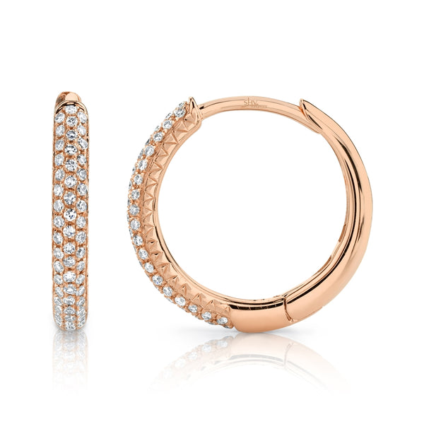 14K Rose Gold Diamond Pave Hoop Earrings-Earrings-Maurice's Jewelers-ROSE GOLD-