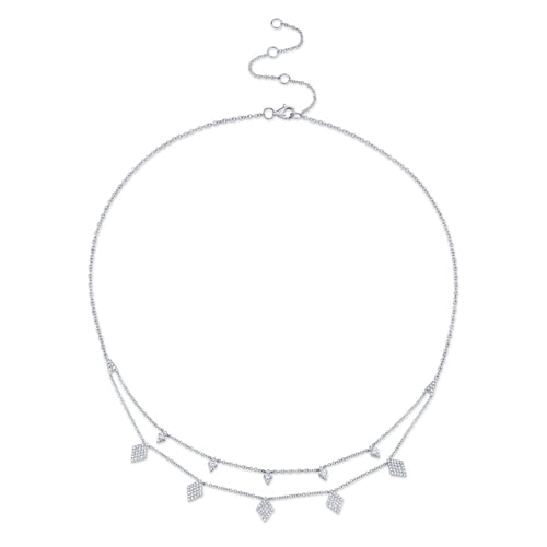 14K Yellow Gold Diamond Charm Double Row Necklace-Necklaces-Maurice's Jewelers-WHITE GOLD-
