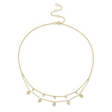 14K Yellow Gold Diamond Charm Double Row Necklace-Necklaces-Maurice's Jewelers-YELLOW GOLD-