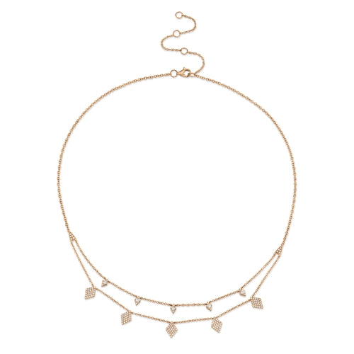 14K Yellow Gold Diamond Charm Double Row Necklace-Necklaces-Maurice's Jewelers-ROSE GOLD-