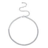14K White Gold Halo Diamond Choker Tennis Necklace-Necklaces-Maurice's Jewelers-WHITE GOLD-