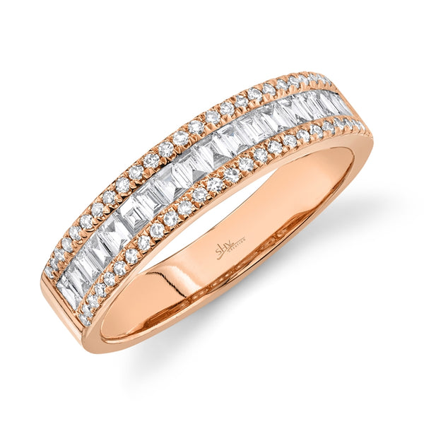 14K Rose Gold Diamond Baguette Medium Band-Rings-Maurice's Jewelers-ROSE GOLD-