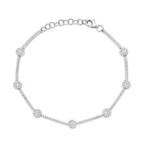 14K White Gold Diamond Halo Bracelet-Bracelets-Maurice's Jewelers-