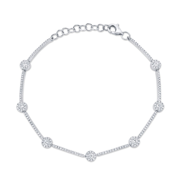 14K White Gold Diamond Halo Bracelet