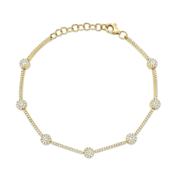 14K Yellow Gold Diamond Halo Bracelet-Bracelets-Maurice's Jewelers-