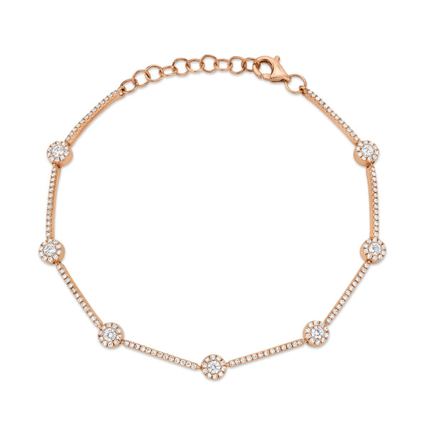 14K Rose Gold Diamond Halo Bracelet-Bracelets-Maurice's Jewelers-