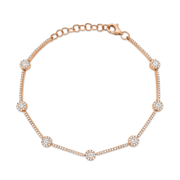 14K Rose Gold Diamond Halo Bracelet