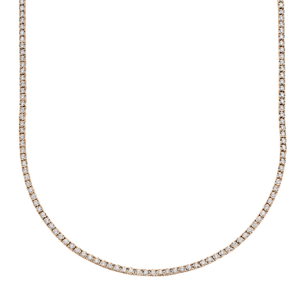 14K Rose Gold Diamond Small Tennis Necklace-Necklaces-Maurice's Jewelers-ROSE GOLD-