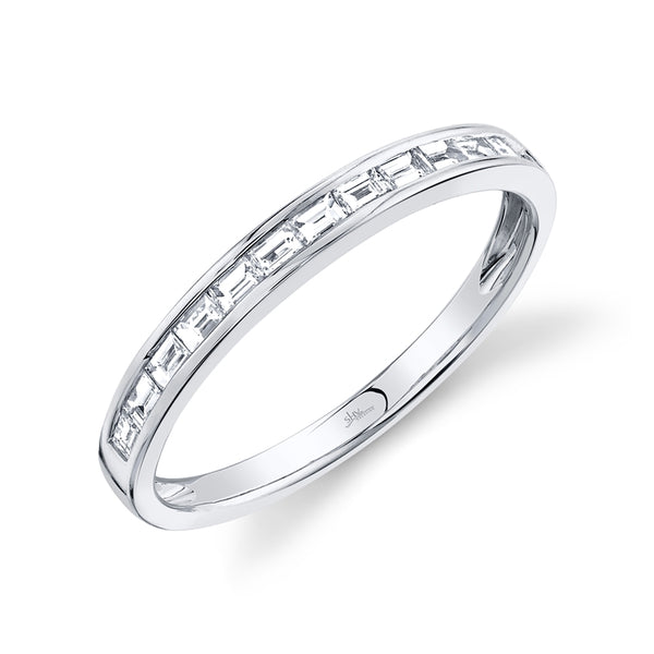 14K White Gold Diamond Baguette Thin Band