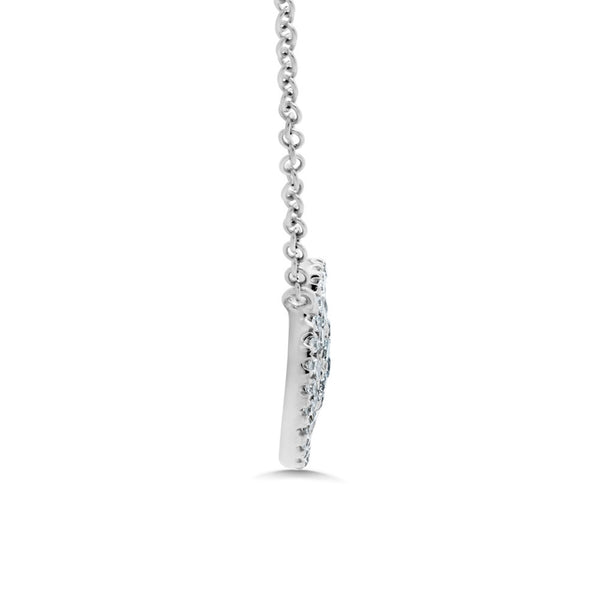 14k White Diamond Pave Circle Necklace