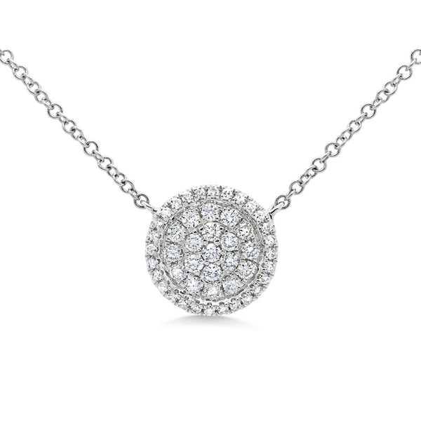 14k White Diamond Pave Circle Necklace-Necklaces-Maurice's Jewelers-