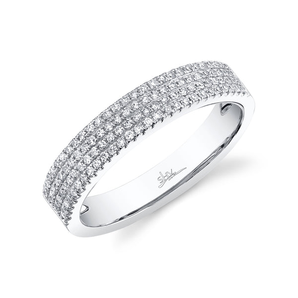 14K Yellow Gold Four Row Diamond Pave Band