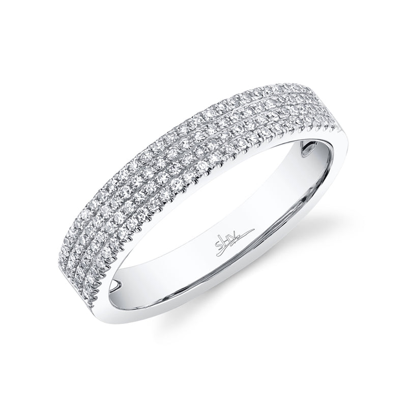 14K Yellow Gold Four Row Diamond Pave Band-Rings-Maurice's Jewelers-WHITE GOLD-