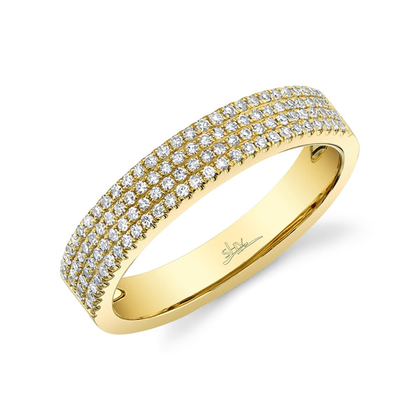 14K Yellow Gold Four Row Diamond Pave Band