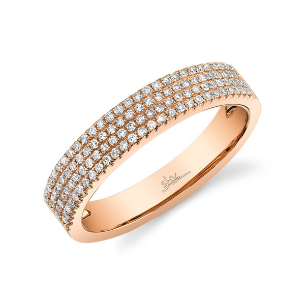 14K Rose Gold Four Row Diamond Pave Band