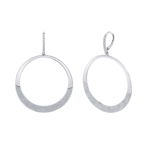 14K White Gold Diamond Pave Circle Earrings-EARRINGS-Maurice's Jewelers-WHITE GOLD-