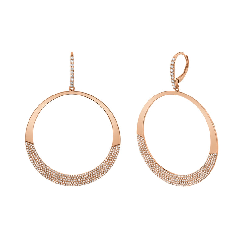 14K Rose Gold Diamond Pave Circle Earrings-Earrings-Maurice's Jewelers-ROSE GOLD-