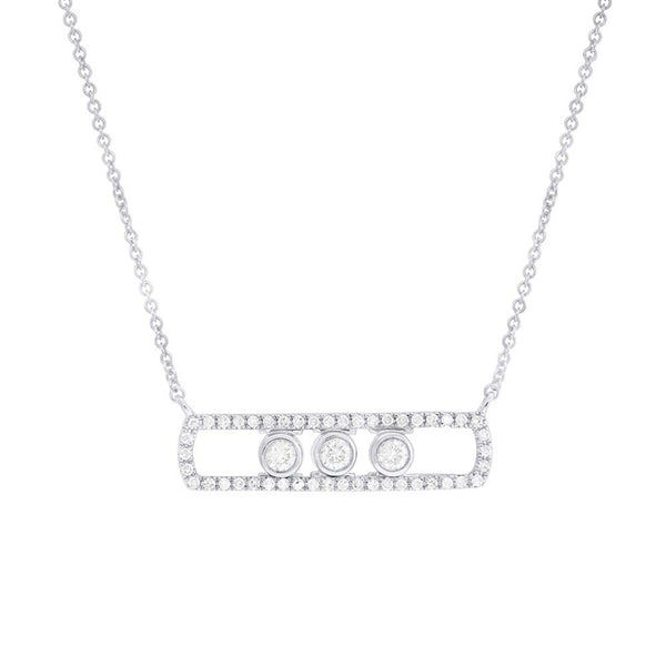 14K White Gold Diamond Slider Bar Necklace