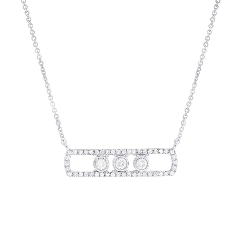 14K White Gold Diamond Slider Bar Necklace-Necklaces-Maurice's Jewelers-WHITE GOLD-