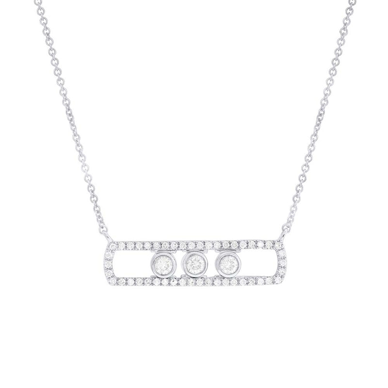14K White Gold Diamond Slider Bar Necklace