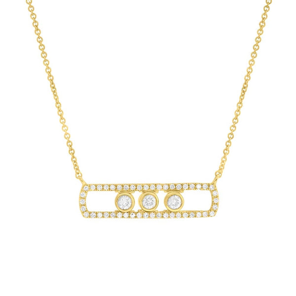 14K White Gold Diamond Slider Bar Necklace