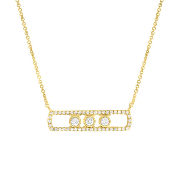 14K Yellow Gold Diamond Slider Bar Necklace