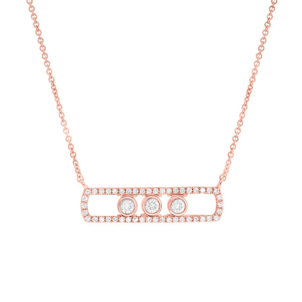 14K Rose Gold Diamond Slider Bar Necklace