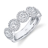 14K Yellow Gold Round + Halo Diamond Large Band