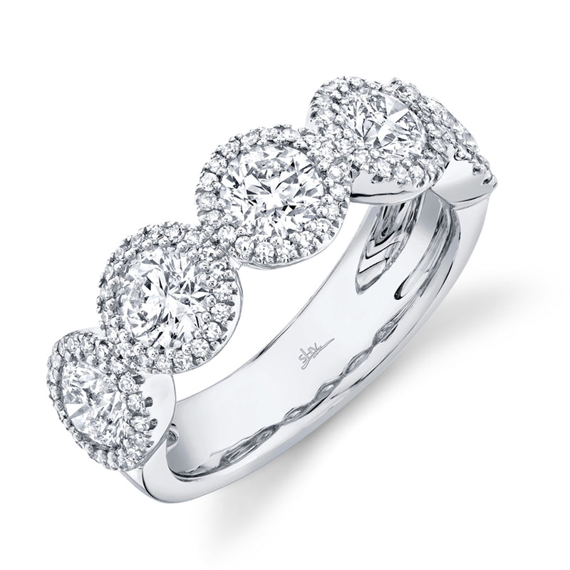 14K Yellow Gold Round + Halo Diamond Large Band