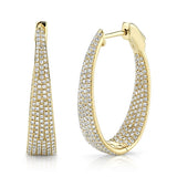 14K Rose Gold Diamond Oval Graduating Hoops