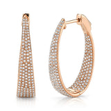 14K Rose Gold Diamond Oval Graduating Hoops