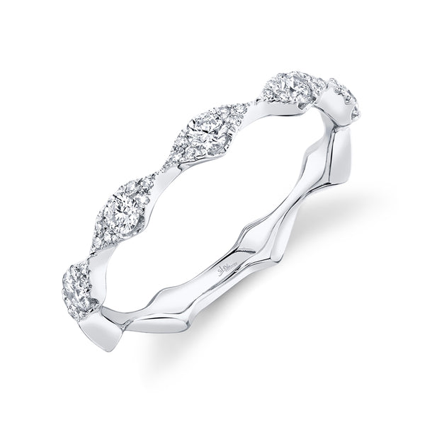 14K White Gold Diamond Free Form Band