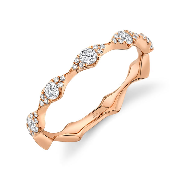 14K Rose Gold Diamond Free Form Band