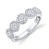 14K White Gold Round + Halo Diamond Medium Band-Rings-Maurice's Jewelers-WHITE GOLD-