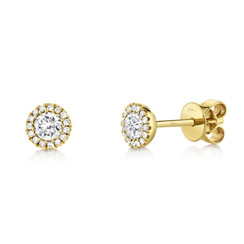 14K Rose Gold Round Brilliant Diamond Stud Earring