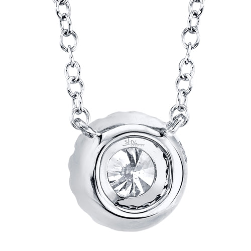 14K White Gold Round Brilliant Diamond Necklace