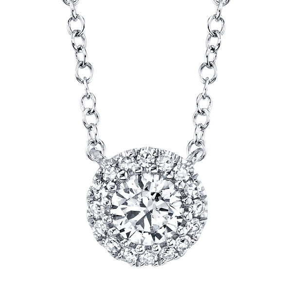 14K White Gold Round Brilliant Diamond Necklace