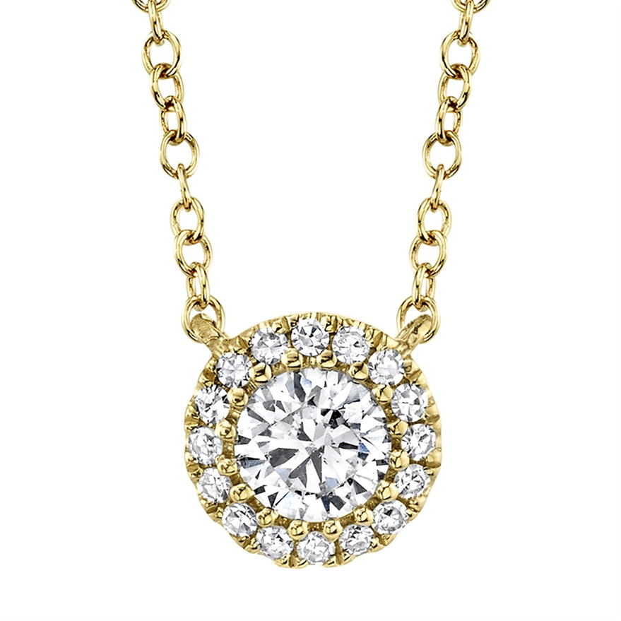 14K Yellow Gold Round Brilliant Diamond Necklace-Necklaces-Maurice's Jewelers-YELLOW GOLD-
