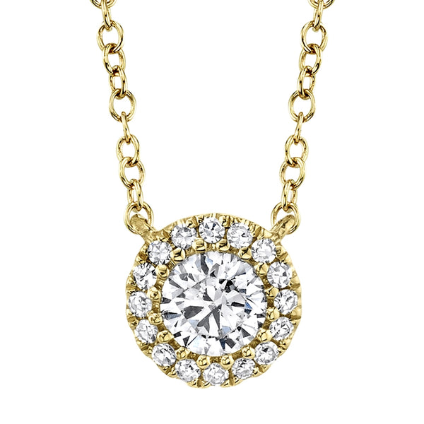 14K Yellow Gold Round Brilliant Diamond Necklace-Necklaces-Maurice's Jewelers-YELLOW GOLD-