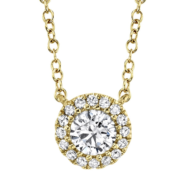 14K Yellow Gold Round Brilliant Diamond Necklace