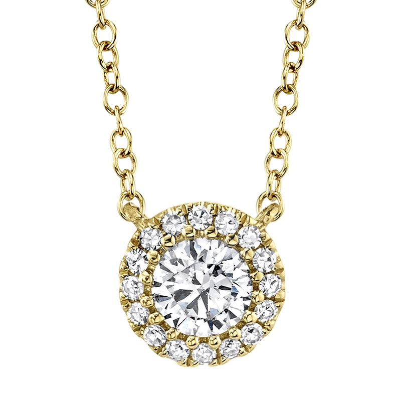 14K White Gold Round Brilliant Diamond Necklace