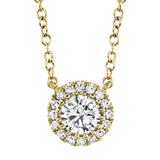14K Rose Gold Round Brilliant Diamond Necklace