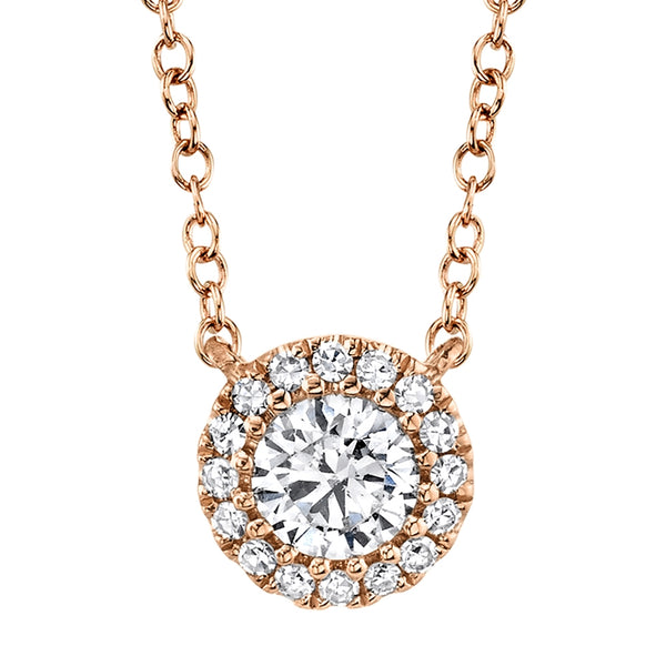14K Rose Gold Round Brilliant Diamond Necklace-Necklaces-Maurice's Jewelers-ROSE GOLD-