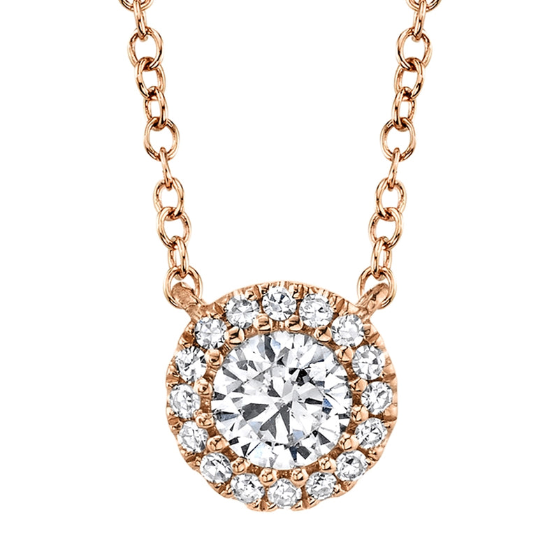 14K Yellow Gold Round Brilliant Diamond Necklace