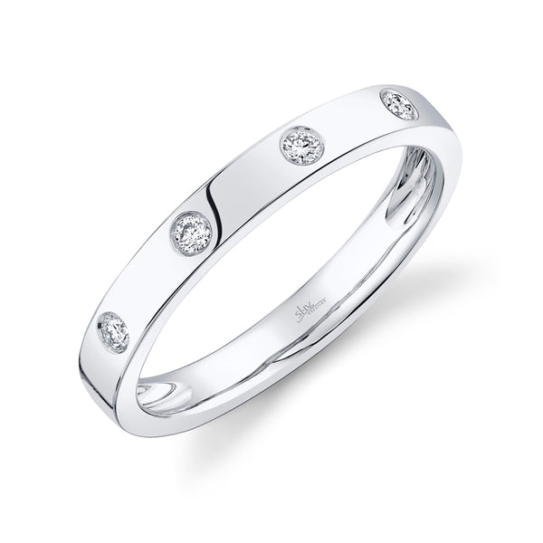 14K White Gold Diamond High Polish Band