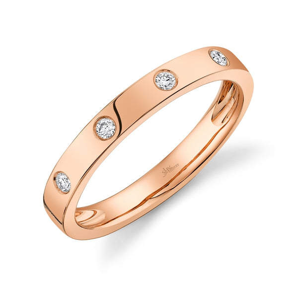 14K Rose Gold Diamond High Polish Band