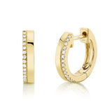 14K White Gold Diamond + High Polished Huggie Earring-EARRINGS-Maurice's Jewelers-YELLOW GOLD-